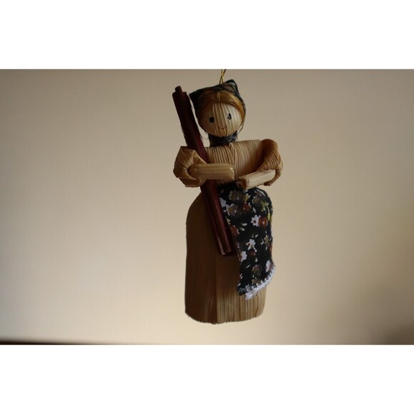 Lot of 8 Vintage Cornhusk Doll Ornaments Holiday Christmas Woman Rustic 4.2" - Picture 12 of 12